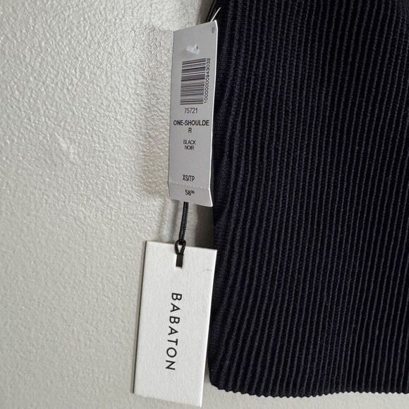 NWT Babaton Sculpt Knit One-Shoulder Cropped Tank size XS black - Picture 4 of 5